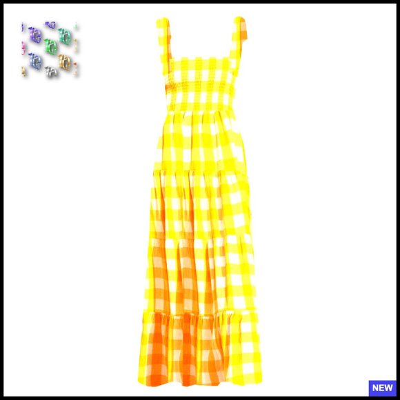 Dresses & Skirts - Boho Maxi Dress Summer Spaghetti Strap Square Neck Ruffle Flowy Casual Swing